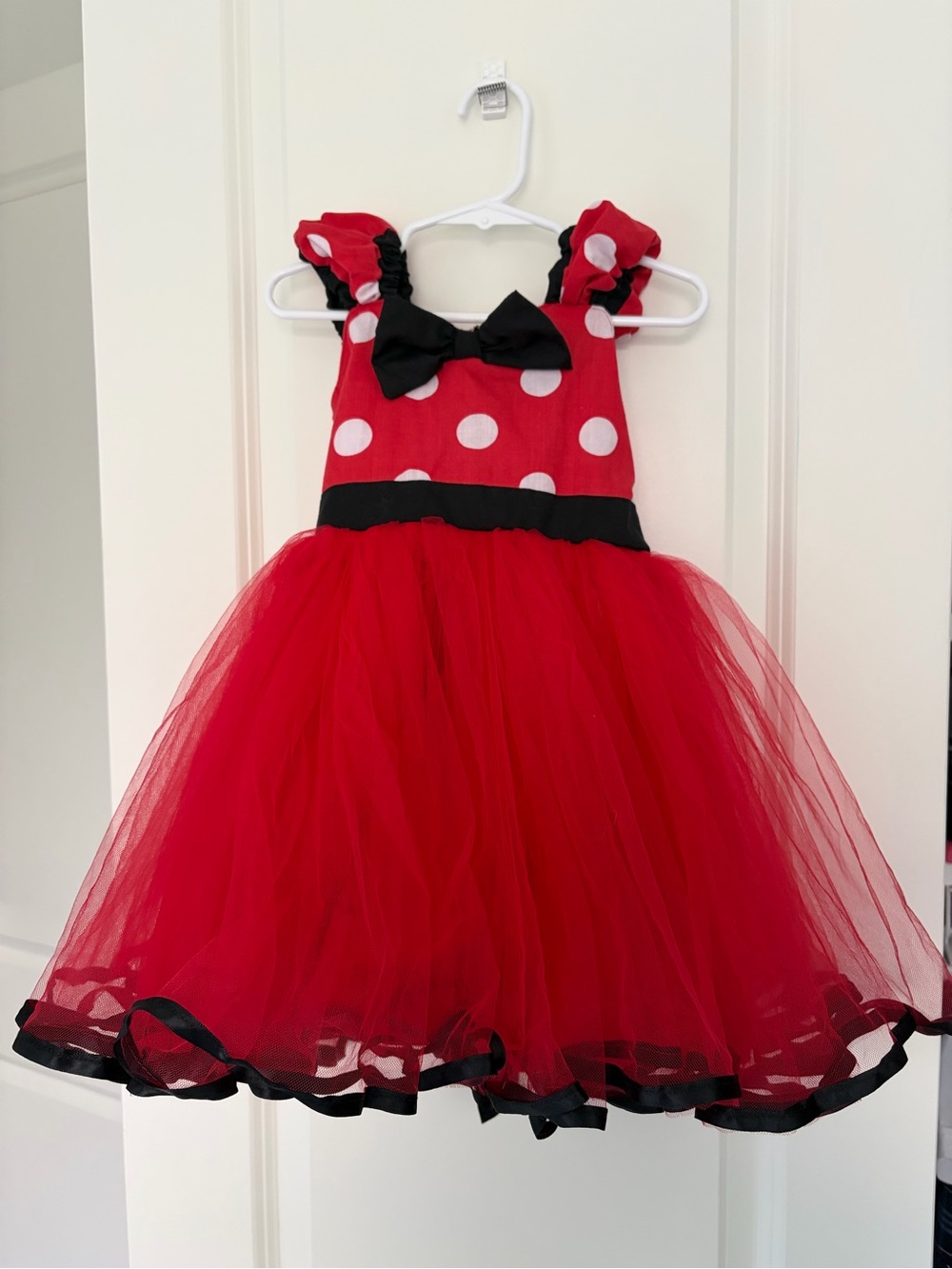 Kids Minnie Mouse Red Polka Dot Tulle Dress w/Headband Ears